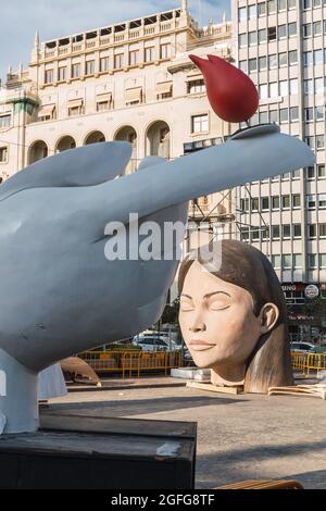 Valence, Espagne - août 2021: Retour de Las Fallas en 2021 après la pandémie du coronavirus COVID-19, festival le plus important à Valence. Da. D'assemblage Banque D'Images