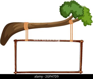 Bannière vide avec grands arbres sur fond blanc Illustration de Vecteur