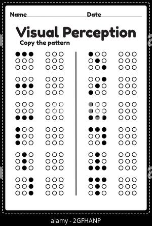 Compétences visuelles perceptuelles activité des lettres de l'alphabet feuille de travail pour les enfants d'âge préscolaire et de maternelle qui aide à développer les activités des yeux et du cerveau. Illustration de Vecteur