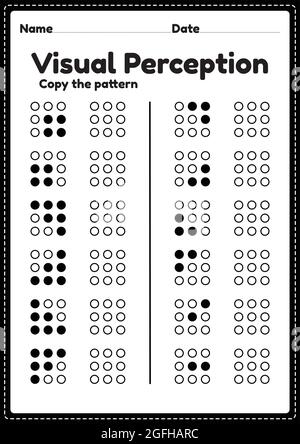 Compétences visuelles perceptuelles activité des lettres de l'alphabet feuille de travail pour les enfants d'âge préscolaire et de maternelle qui aide à développer les activités des yeux et du cerveau. Illustration de Vecteur
