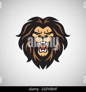 Logo Wild Lion Roaring Mascot Vector Illustration de Vecteur