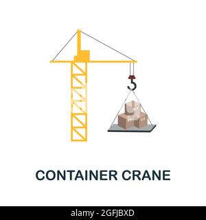 Icône de grue à conteneur plate. Panneau simple de la collection logistique. Illustration de l'icône Creative Container Crane pour la conception Web, les infographies et bien plus encore Illustration de Vecteur