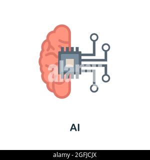 Icône plate ai. Panneau coloré de la collection d'apprentissage machine. Illustration de l'icône ai créative pour la conception Web, les infographies et bien plus encore Illustration de Vecteur
