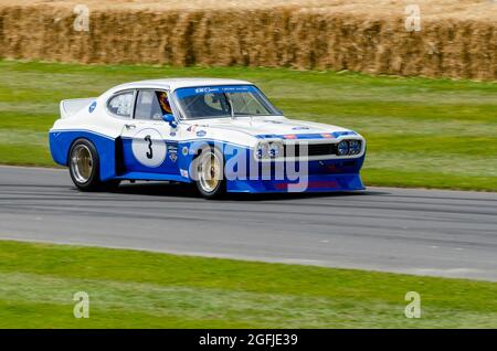 1973 Ford Capri RS3100 Cologne travaille à l'événement de course automobile du Goodwood Festival of Speed 2014. Construit par Broadspeed pour le championnat de voitures de tourisme Banque D'Images