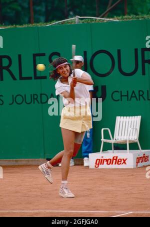 Joueur de tennis autrichien Barbara Paulus, European Open, Genève Suisse 1989 Banque D'Images