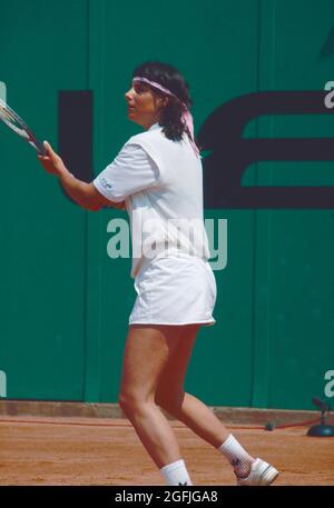 Joueur de tennis autrichien Barbara Paulus, European Open, Genève Suisse 1990 Banque D'Images