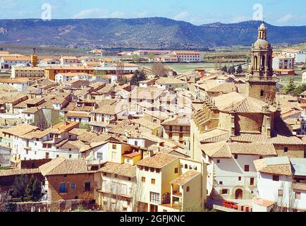 Vue d'ensemble. Rubielos de Mora, province de Teruel, Aragon, Espagne. Banque D'Images