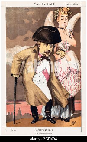 Vanity Fair souverains No. 1, le régime parlementaire (Napoléon III de France), caricature de Jacques Joseph Tissot, (James Tissot), 1869 Banque D'Images