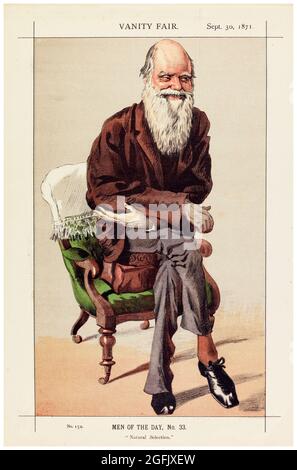 Jacques Joseph Tissot, (James Tissot), Charles Darwin, (1809-1882), Vanity Fair Men of the Day, No 33, Natural Selection, caricature, 1871 Banque D'Images