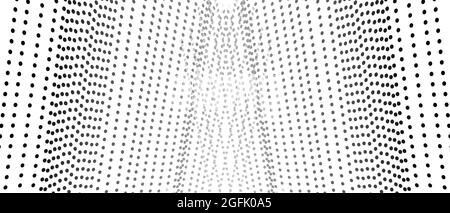 Motif monochrome, bandes symétriques de points noirs et gris. Arrière-plan blanc. Lignes droites à pois. Vecteur technologie abstraite op art motif. EPS10 Illustration de Vecteur