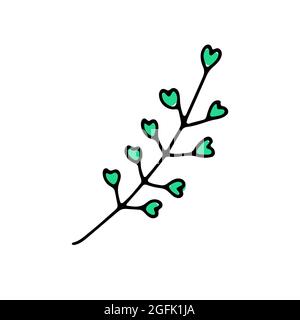 Porte-monnaie pour les bergers Doodle. Plante dessinée à la main isolée sur fond blanc. Herbe aux feuilles, pétales en forme de coeur. Illustration vectorielle pour inter Illustration de Vecteur