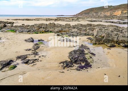 La Baie d'Ecalgrain, sur la presqu'île du Cotentin, en Normandie Banque D'Images