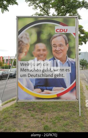 Armin Laschet, CDU-Wahlplakat, Bundestag 2021, Berlin, Allemagne Banque D'Images