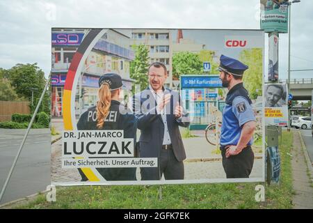 Jan-Marco Luczak, CDU-Wahlplakat, Bundestag 2021, Berlin, Allemagne Banque D'Images