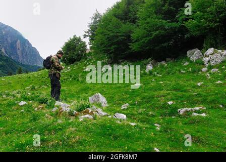 Slovénie. Planina Zaprikraj. Le site de l'enterrement de la première Guerre mondiale du 6 Reggimento Bersaglieri italien Banque D'Images
