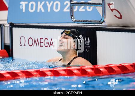 TOKYO, JAPON. 26 août 2021. Pendant les finales de natation des Jeux paralympiques de Tokyo de 2020 au Centre aquatique de Tokyo le jeudi 26 août 2021 à TOKYO, JAPON. Credit: Taka G Wu/Alay Live News Banque D'Images