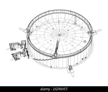 Grand réservoir d'huile avec toit flottant. Vecteur Illustration de Vecteur