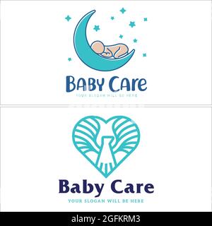 Dessin vectoriel du logo de la garde d'enfants pour l'adoption des soins de bébé Illustration de Vecteur