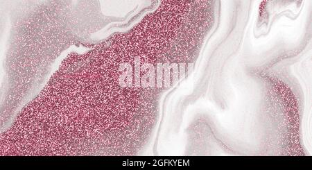 Résumé illustration fluide art design fond blanc et rose couleur pailleté texture Banque D'Images