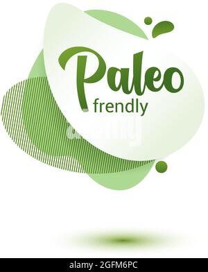 Paleo Diet Fendly badge. Vert amoeba design de l'autocollant pour le menu de régime paleo, affiche, circulaire. Illustration de Vecteur