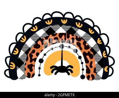 Arc-en-ciel de couleur automnale avec araignée suspendue - bon pour Thanksgiving ou Halloween décoration, affiche, carte de voeux, bannière, textile, cadeau, chemise ou mu Illustration de Vecteur