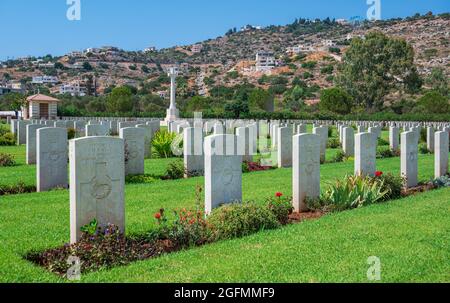 Suda Bay War Cemetery, près de Chania (Xania) sur l'île de Crète, Grèce Banque D'Images