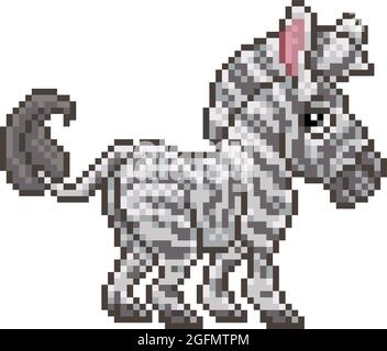 Dessin animé de jeu vidéo Zebra Pixel Art Safari Animal Illustration de Vecteur