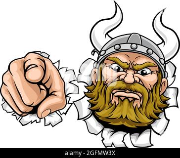 Personnage de dessin animé Viking Mascot Illustration de Vecteur