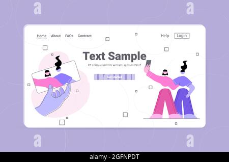 femmes prenant photo selfie sur smartphone caméra concept de communication en ligne Illustration de Vecteur