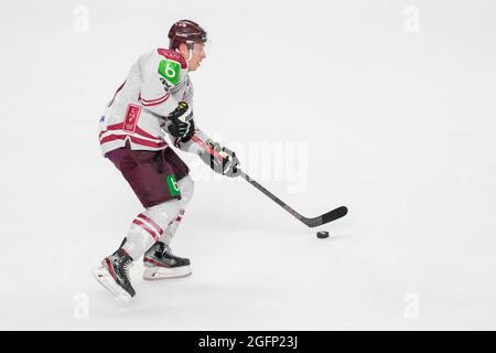 Riga, Arena Riga, qualification olympique, Italie. 26 août 2021. Lettonie, #91 Ronalds Kenins (Lettonie) en action (Suisse/Croatie) Credit: SPP Sport Press photo. /Alamy Live News Banque D'Images