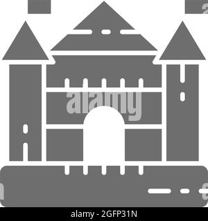 Château de Bouncy pour l'aire de jeux, complexe de divertissement pour enfants icône grise. Illustration de Vecteur