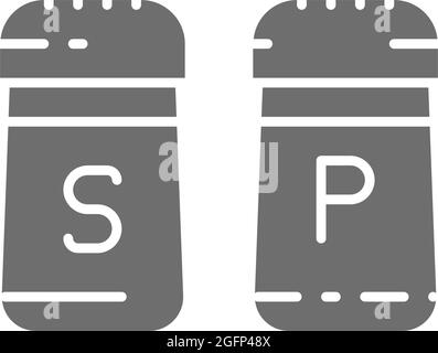 Sel et poivre, icône en gris épices. Isolé sur fond blanc Illustration de Vecteur