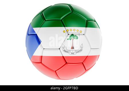 Ballon de football ou ballon de football avec drapeau de Guinée Equatoguinéen, rendu 3D isolé sur fond blanc Banque D'Images