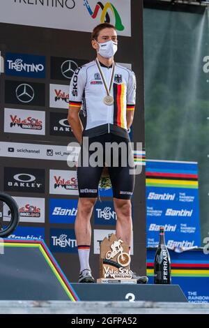 Maximilian BRANDL d'Allemagne, 3ème place élite hommes, pendant la course de court de cross-pays XCC aux Championnats du monde MTB 2021, VTT événement cycliste le 26 août 2021 à Val Di Sole, Italie - photo Olly Bowman / DPPI Banque D'Images