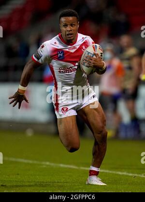 La grâce de St Helens Regan en action pendant le match de la Super League de Betfred au stade Totally Wicked, à St. Helens. Date de la photo: Jeudi 26 août 2021. Banque D'Images