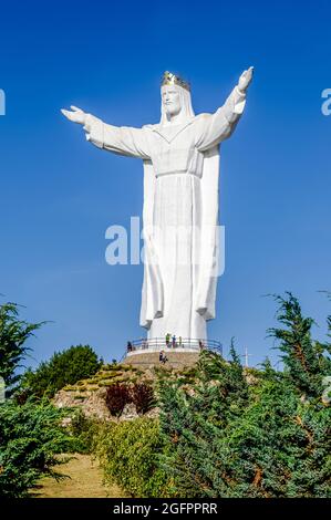 Świebodzin, Pologne 14 août 2021, figure de Jésus-Christ, la sculpture fait allusion à la statue de Christ Rédempteur à Rio de Janeiro, qui est de 3 M. Banque D'Images