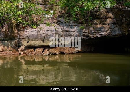 Grotte de crocodile sur l'île de langkawi. Point touristique, rocher sous la forme d'une tête de crocodile. Banque D'Images