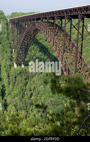 New River gorge Bridge, Virginie-Occidentale, US Highway 19. Plus longue étendue d'acier dans l'hémisphère occidental. Banque D'Images