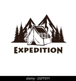 Ensemble de logos et d'étiquettes Camping, Campfire, Mountain Vintage Vector. Illustration pour le sport et les loisirs Illustration de Vecteur