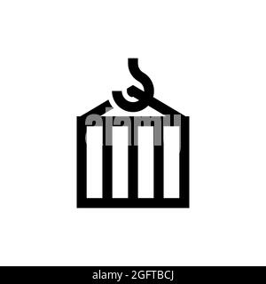 Conteneur surélevé avec chargement. Icône linéaire simple. Illustration vectorielle Illustration de Vecteur