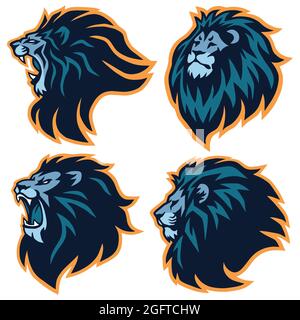 Lion Head Esport logo Mascot Set Premium Collection Vector Illustration Illustration de Vecteur