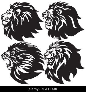 Ensemble de la collection de logos Lion Head. Dessin animé de qualité supérieure motif Esports Mascot Vector Illustration Illustration de Vecteur