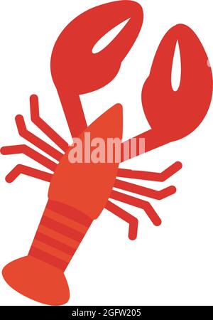 Écrevisse homard Omar icône. Icône de couleur plate isolée. Illustration vectorielle. Produits à base de viande poisson et fruits de mer. Vie marine Illustration de Vecteur
