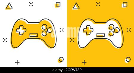 Icône de signe du Joystick dans le style comique. Vector cartoon illustration Gamepad sur blanc fond isolé. Contrôleur de console de jeu splash concept d'entreprise Illustration de Vecteur