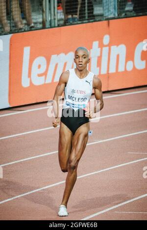 Lausanne, Suisse. 26 août 2021. Candice McLeod de la Jamaïque vu à 400m de course pendant la Wanda Diamond League 2021 à l'Olympique de la Pontaise à Lausanne. (Crédit photo: Gonzlaes photo - Tilman Jentzsch). Credit: Gonzales photo/Alamy Live News Banque D'Images