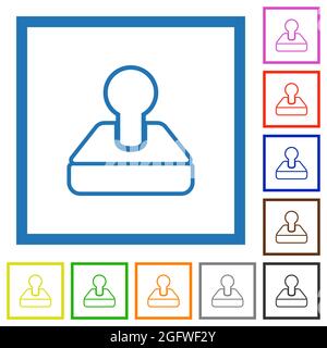 Le joystick rétro présente des icônes de couleur plate dans des cadres carrés sur fond blanc Illustration de Vecteur