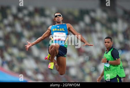 27 août 2021 : Ricardo Costa de Oliveira du Brésil à long saut en athlétisme aux Jeux paralympiques de Tokyo, au stade olympique de Tokyo, Tokyo, Japon. Prix Kim/CSM Banque D'Images