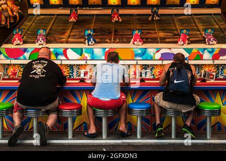 Le parc à thème Playland, qui est un parc d'attractions compact en bord de mer avec une grande roue, des montagnes russes et bien plus encore, dans Old Orchard Beach Maine Banque D'Images