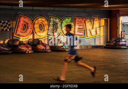 Le parc à thème Playland, qui est un parc d'attractions compact en bord de mer avec une grande roue, des montagnes russes et bien plus encore, dans Old Orchard Beach Maine Banque D'Images
