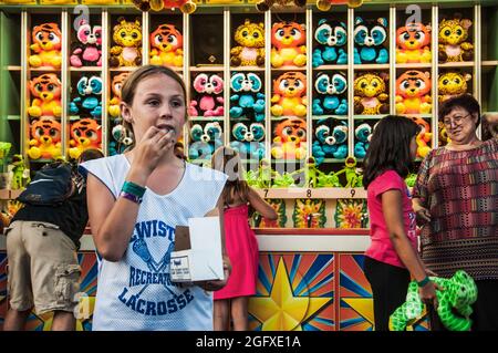 Le parc à thème Playland, qui est un parc d'attractions compact en bord de mer avec une grande roue, des montagnes russes et bien plus encore, dans Old Orchard Beach Maine Banque D'Images